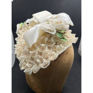 Vintage hat ruffled fascinator cottage
